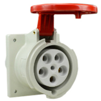 Pin and Sleeve Receptacle Outlet Devices 888-460 IEC 60309 Panel Mnt Recep Straight, IP44, 60A 380-415V & 400V, 63A 220/380-240/415V, 6H, IEC 309 International Pin and Sleeve Devices  